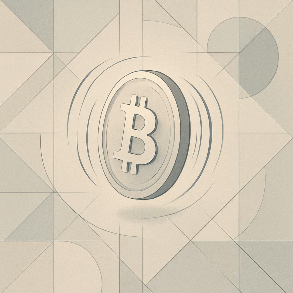 Alt text: A Bitcoin logo in gliding motion on an abstract background.